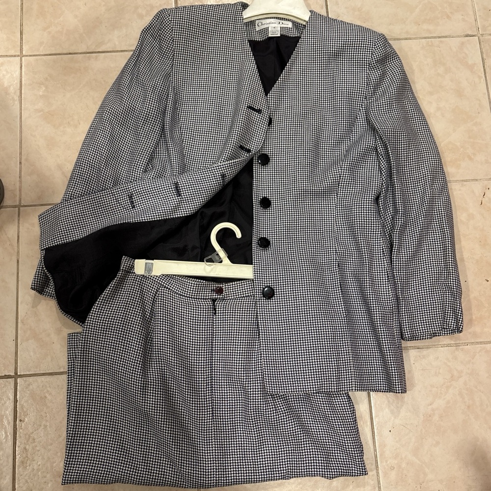 Classic Black and White Checkered Blazer
